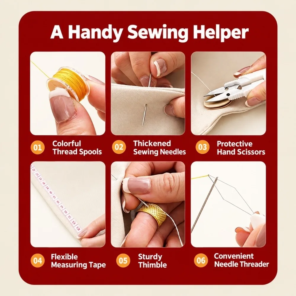 High Quality Portable Magnetic Needle and Thread Box DIY Small Sewing Storage Box Practical Hand Sewing Tool Kit for Dormitories