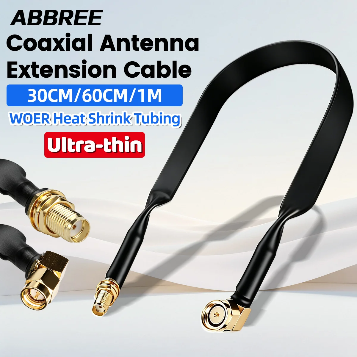 ABBREE Walkie Talkie Coaxial Antenna SMA Male to Female Extension Cable for Baofeng UV-5R Mini 5RH AR-152 Handheld Two Way Radio