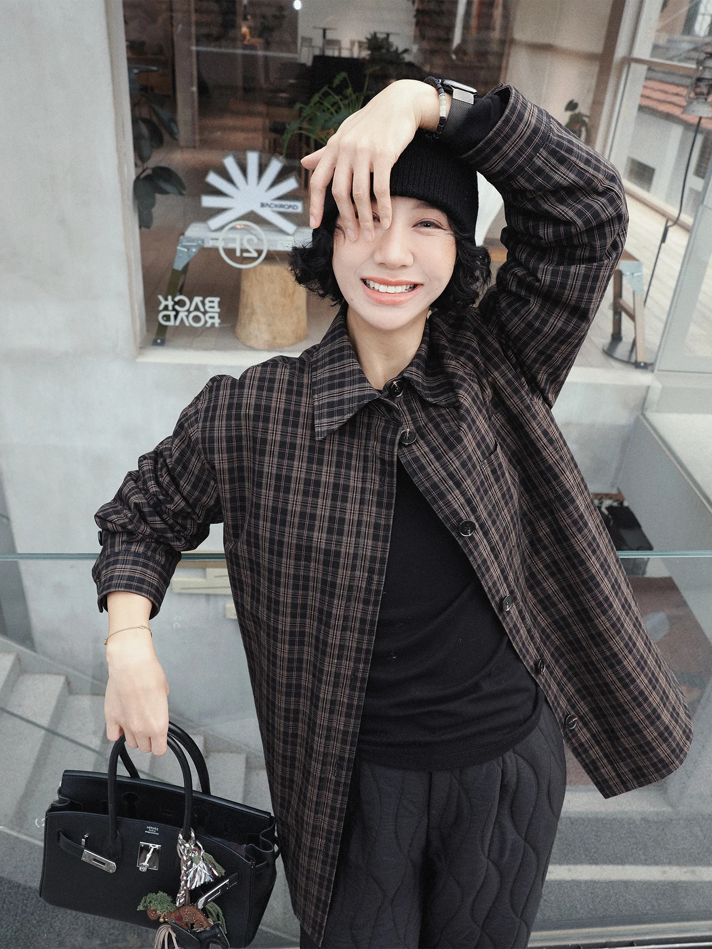 

Женский зимний хлопковый кардиган в стиле ретро с отложным воротником, в клетку, с длинными рукавами, в британском стиле