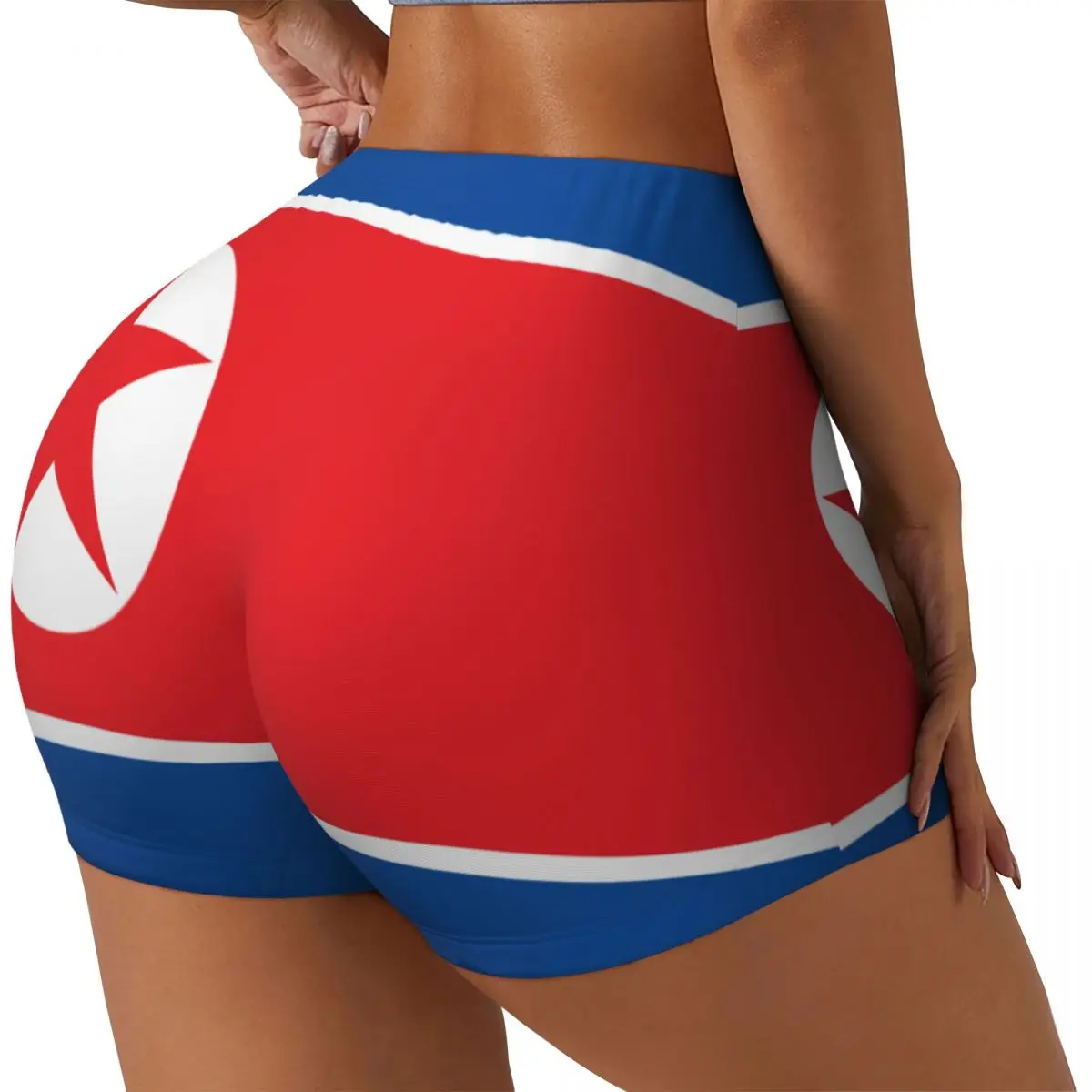 Pantalones cortos deportivos con bandera de Corea del Norte para mujer, ropa de gimnasio, Push Up, elástico, Scrunch Butt, correr