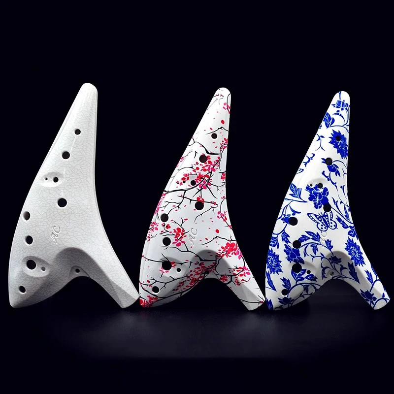 Resin Ocarina 12 Hole AC Tuning Beginners Wood Grain Ocarinas Professional Alto Tone C Ocarina Music Instruments for Children