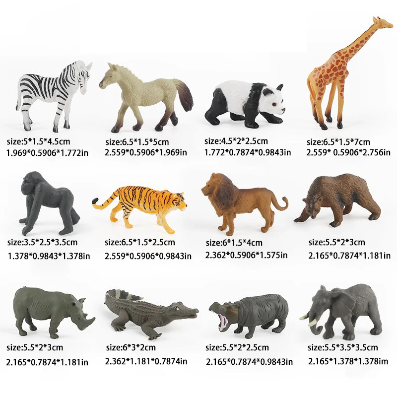Simulated Animal Model Educational Children's Toy Static Plastic Giraffe Elephant Liger Ornament Set