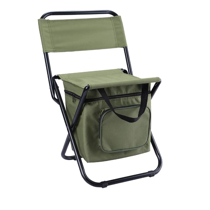 冷蔵バッグ付き屋外釣り用折りたたみ椅子、ポータブル背もたれ付き釣り用ベンチ、軽量