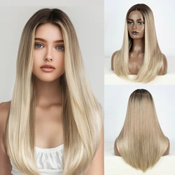 Synthetic Lace Front Wigs Long Bob Straight Wig Brown Blonde Black Color 22