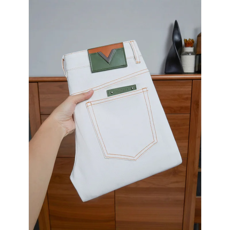 

jeans men's trendy men's clothing 2025 new autumn high-end casual elastic small straight leg pants