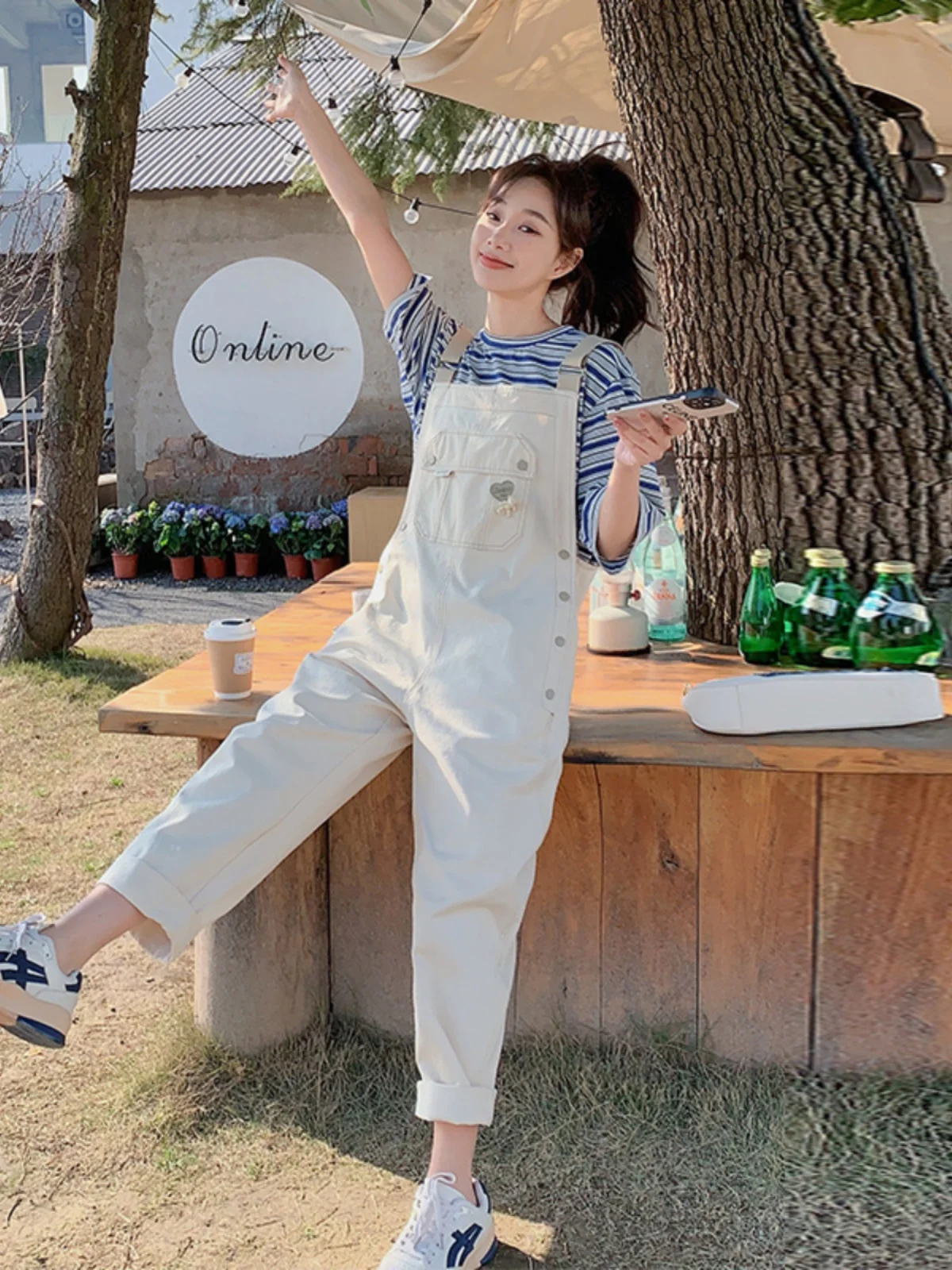 

Женские повседневные комбинезоны Sweet And Sal Street Sle с высокой талией, с принтом в виде сердечек, белые, для весны, лета и осени