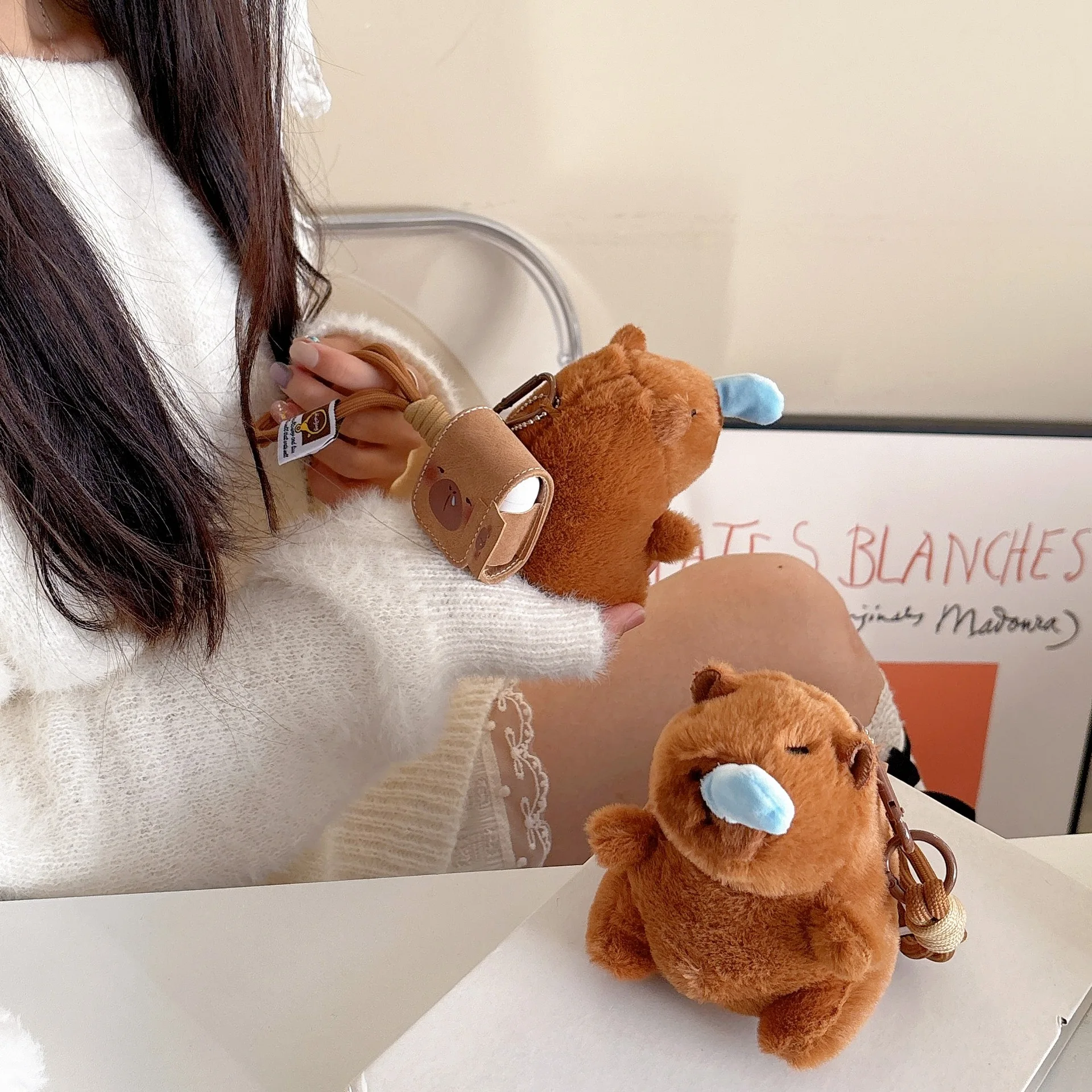 Plüsch Haustiere Puppe Fall Für Apple Airpods Pro 1 2 Fall 3 Kopfhörer Lade Box Headset Abdeckung Mädchen Herbst winter Flauschigen ﻿