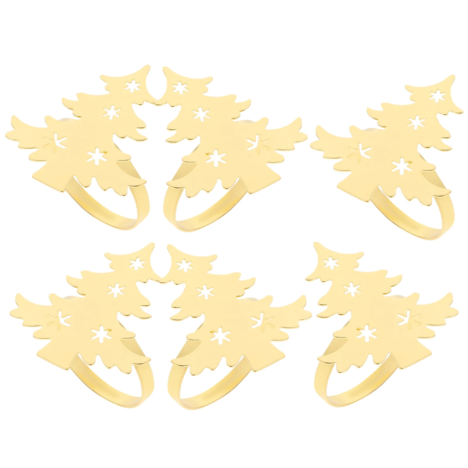 

6 Pcs Rings Stainless Steel Holiday Table Decor Set Stainless Steel Napkin Rings for Dining Party Xmas Napkin Holder Tree