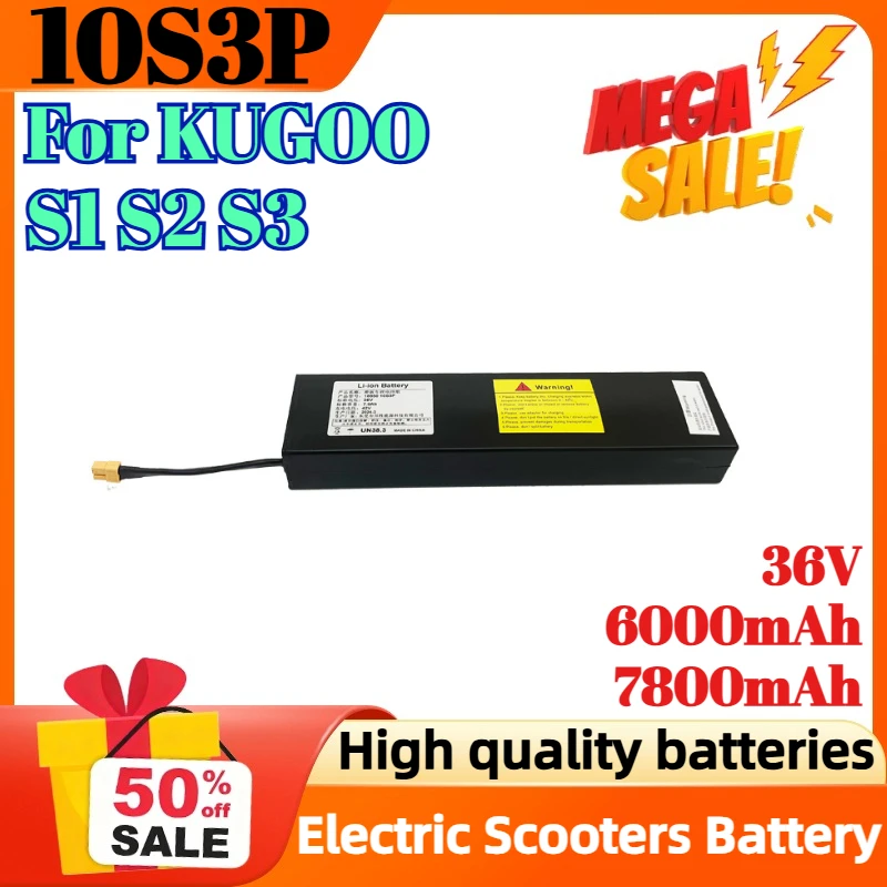 

10S3P 36V 6000mAh 7800mAh XT60 plug XT30+JST plug Rechargeable Battery Pack for KUGOO S1 S2 S3 Electric Scooters Battery