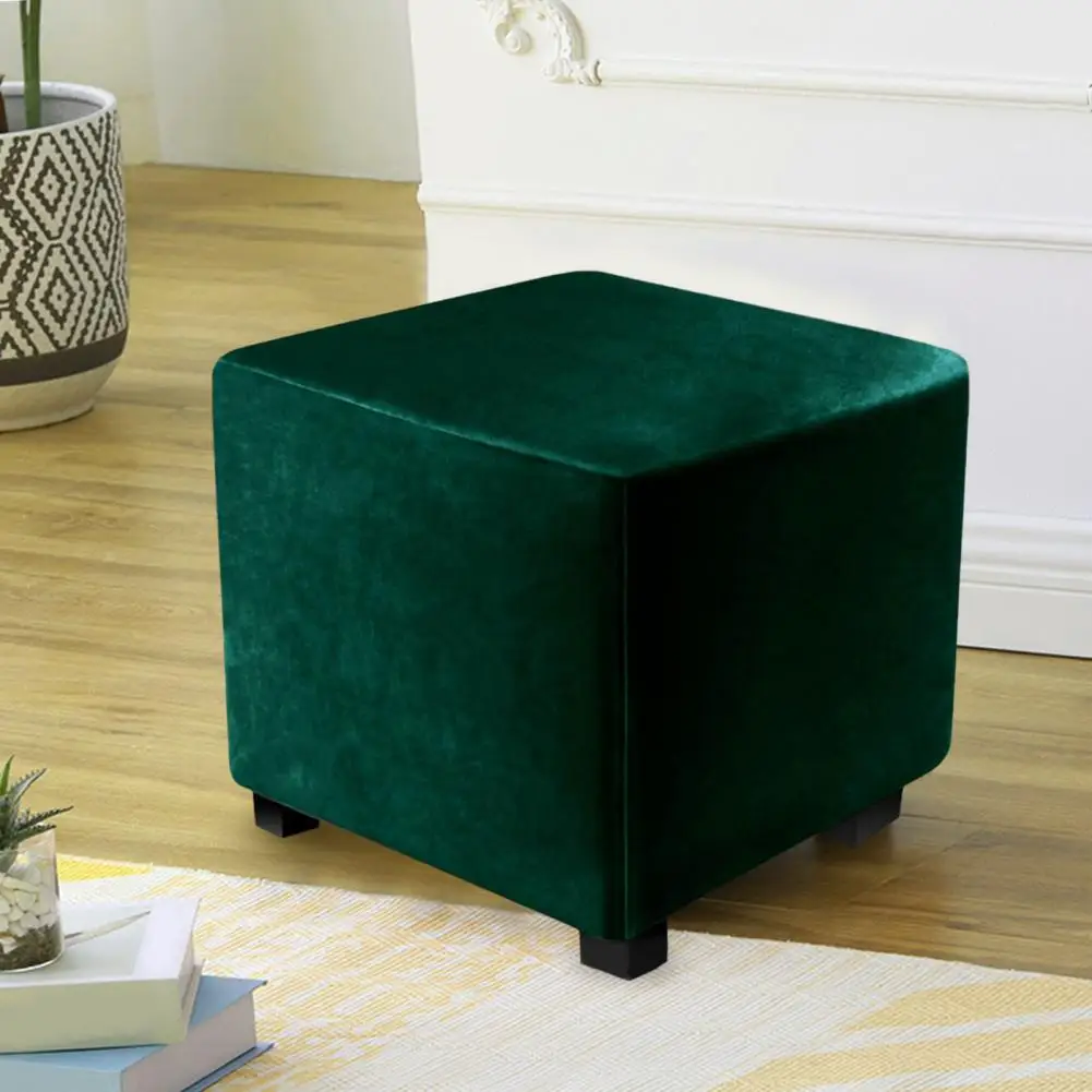 Stool Cover Anti-slip Stool Cover Stain-resistant Stretchable Slipcover for Square Footstool Protection Storage Home Furniture