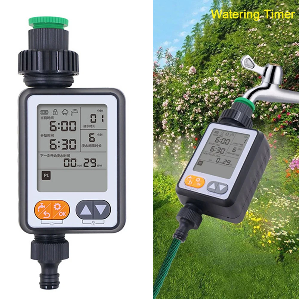 new Garden Watering Timer Waterproof Multiple Program Automatic Battery Operated Irrigation Controller Rain Sensor Large Screen