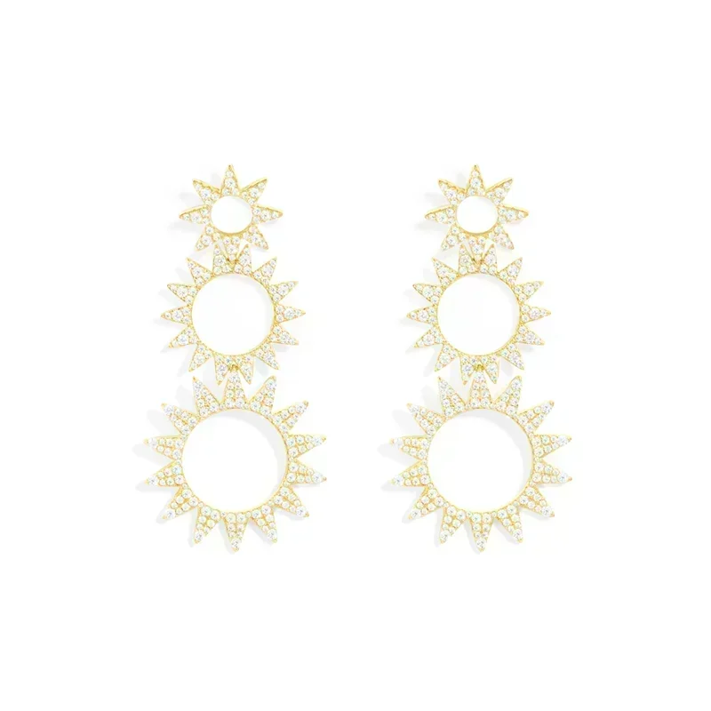 LI KI High quality 925 Sterling Silver 2023 July New Sunflower Earrings Plated Yellow Gold Stylish Exquisite  Jewelry view 5
