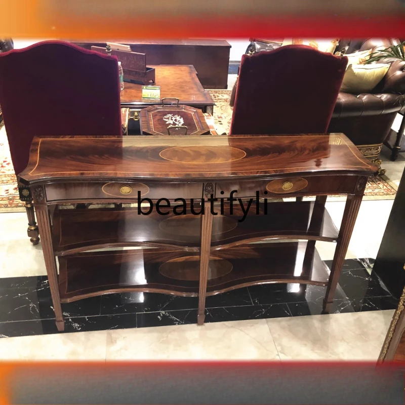 

Entrance cabinet, foyer decorative cabinet, villa solid wood with storage decorative rack, ultra-narrow side cabinet