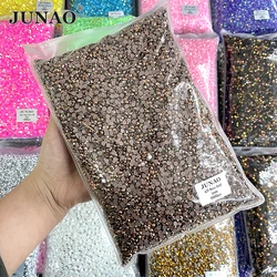 JUNAO 2 3 4 5 6 mm Rose Gold Bulk Package Resin Round Rhinestones Non Hot Fix Strass Applique For Clothes Jewelry Crafts