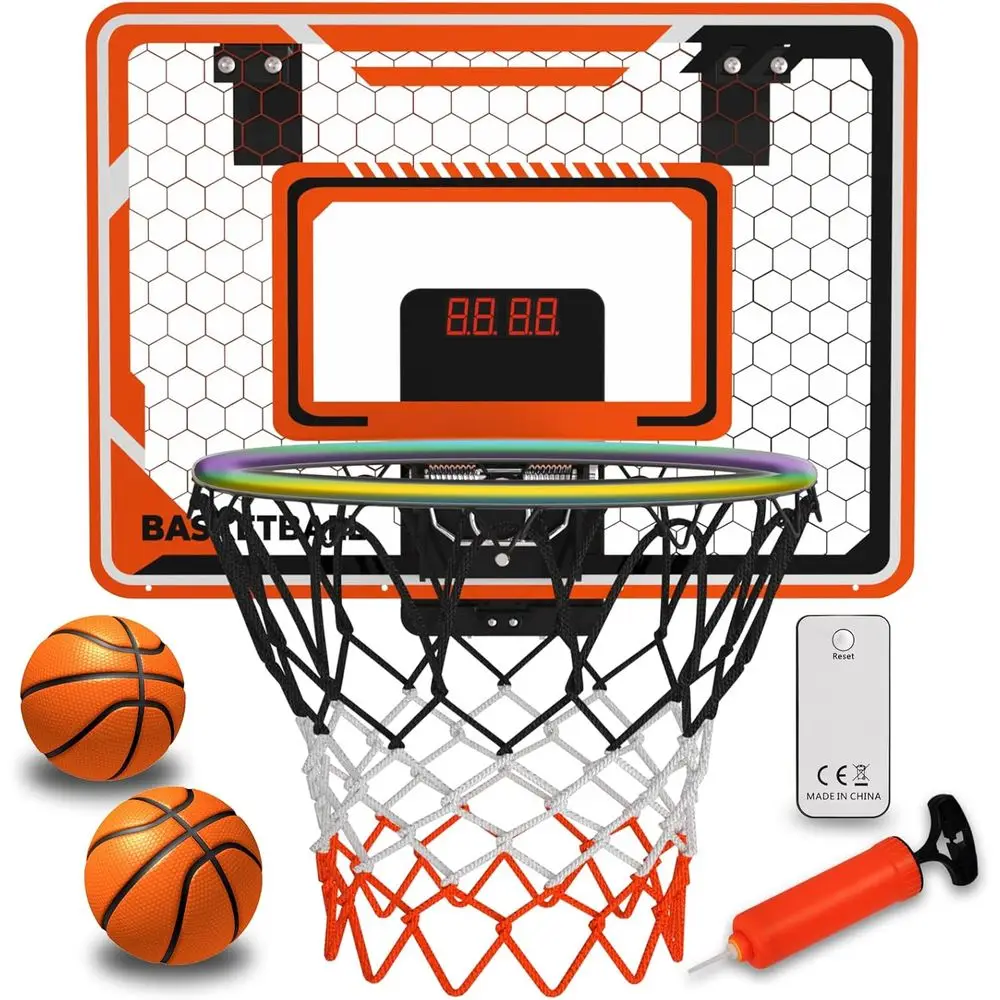 

Indoor Basketball Hoop with Scoreboard & 3 Mini Balls, Perfect for Kids Ages 5-12