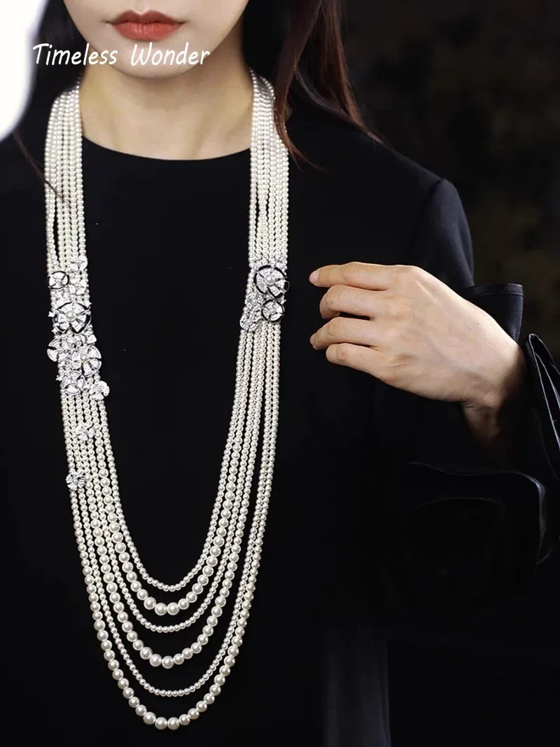 

Вневременное чудесное необычное эмалированное циркониевое многослойное ожерелье из бисера с цветочным принтом, женские дизайнерские ювелирные изделия, модный подарок, редкий топ, сладкий комплект 3346