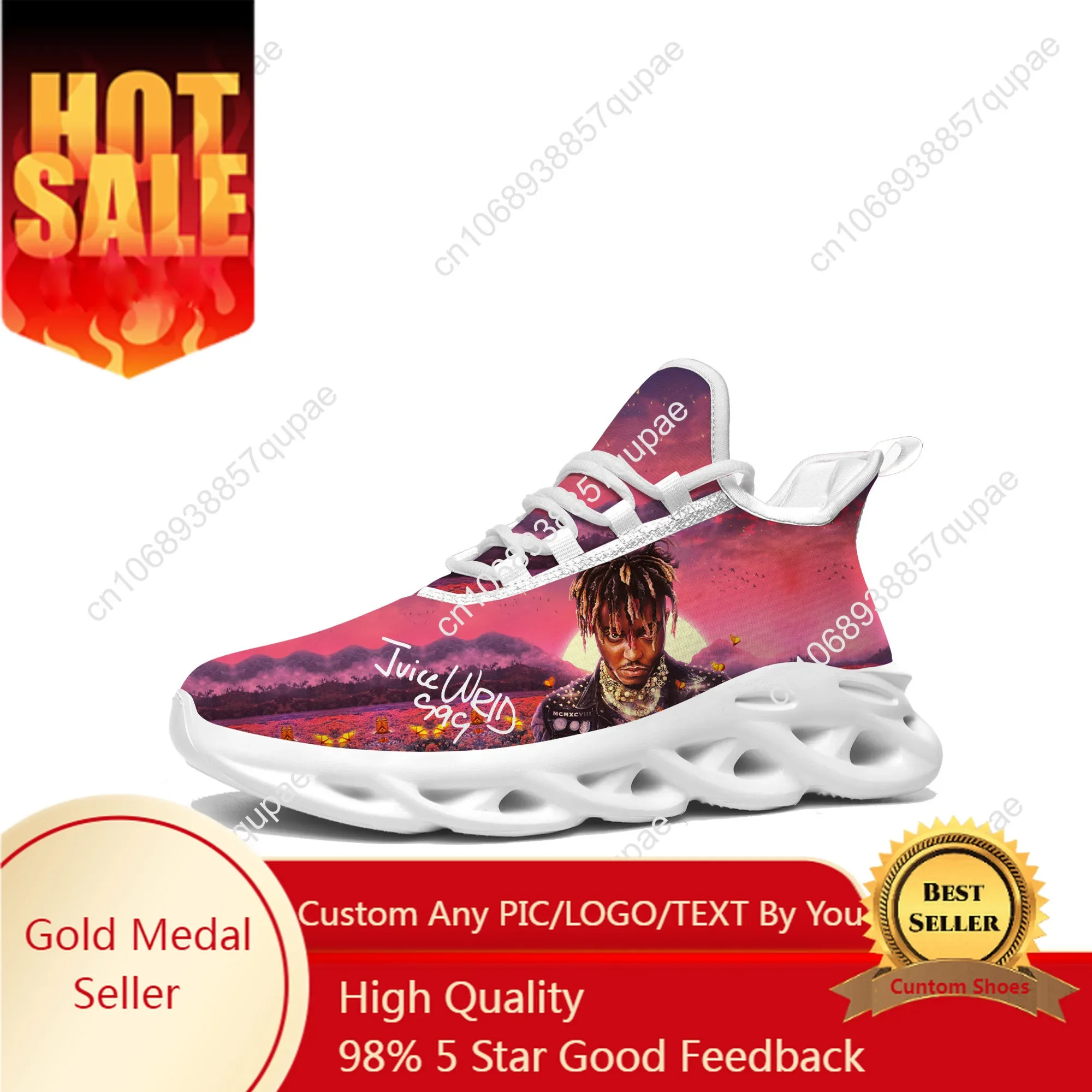 Juice Wrld 999 Hip Hop Rapper Flats Sneakers Mens Womens High Quality Sports Shoes Custom Made DIY Sneaker Customized Shoe