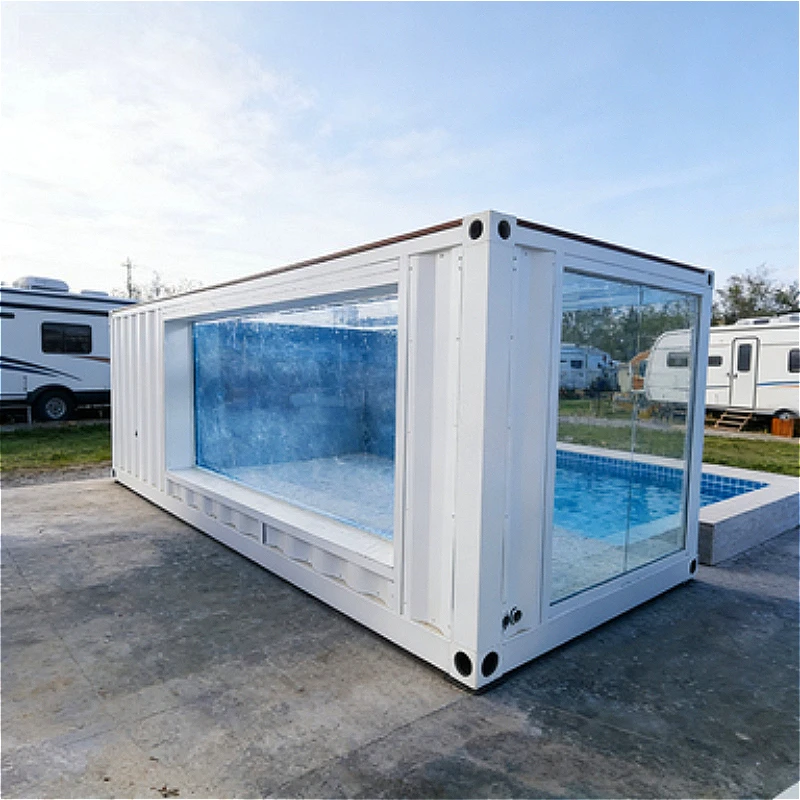 Piscina Prefabricada de Fibra de Vidrio de Gran Tamaño para Exteriores, 20 pies/40 pies, Diseño de Piscina Elevada en Contenedor de Envío, en Venta