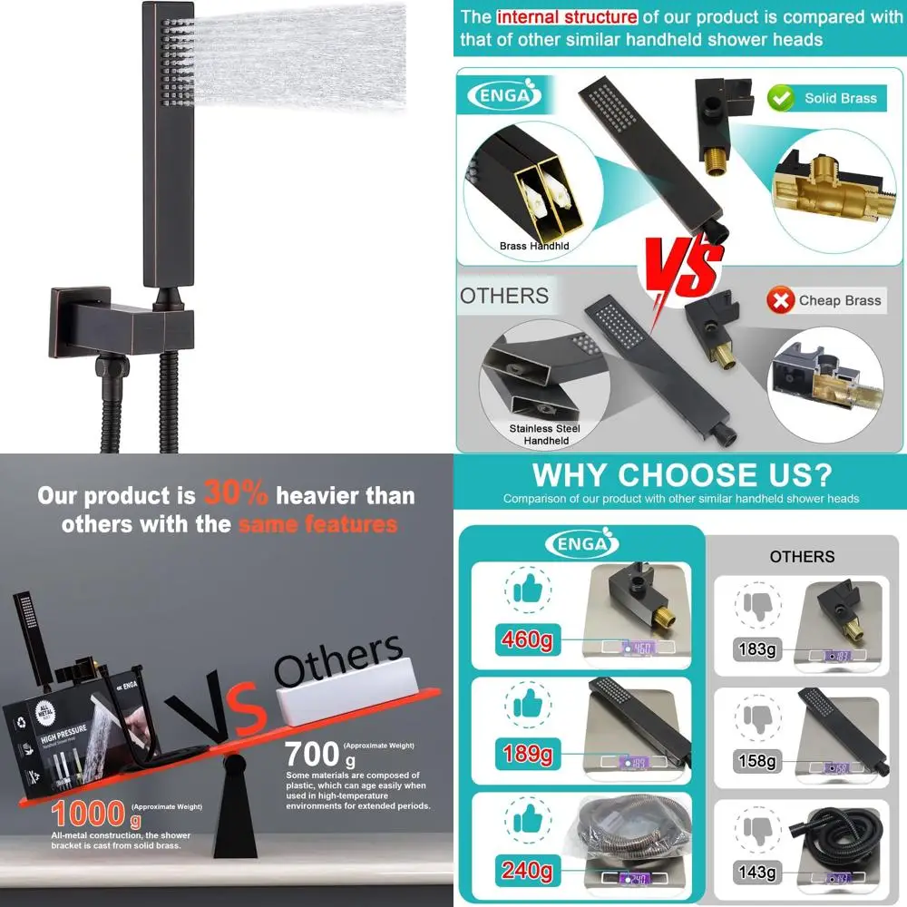 Oil Rubbed Bronze Handheld Shower with Adjustable Wall Mount and 59 Hose