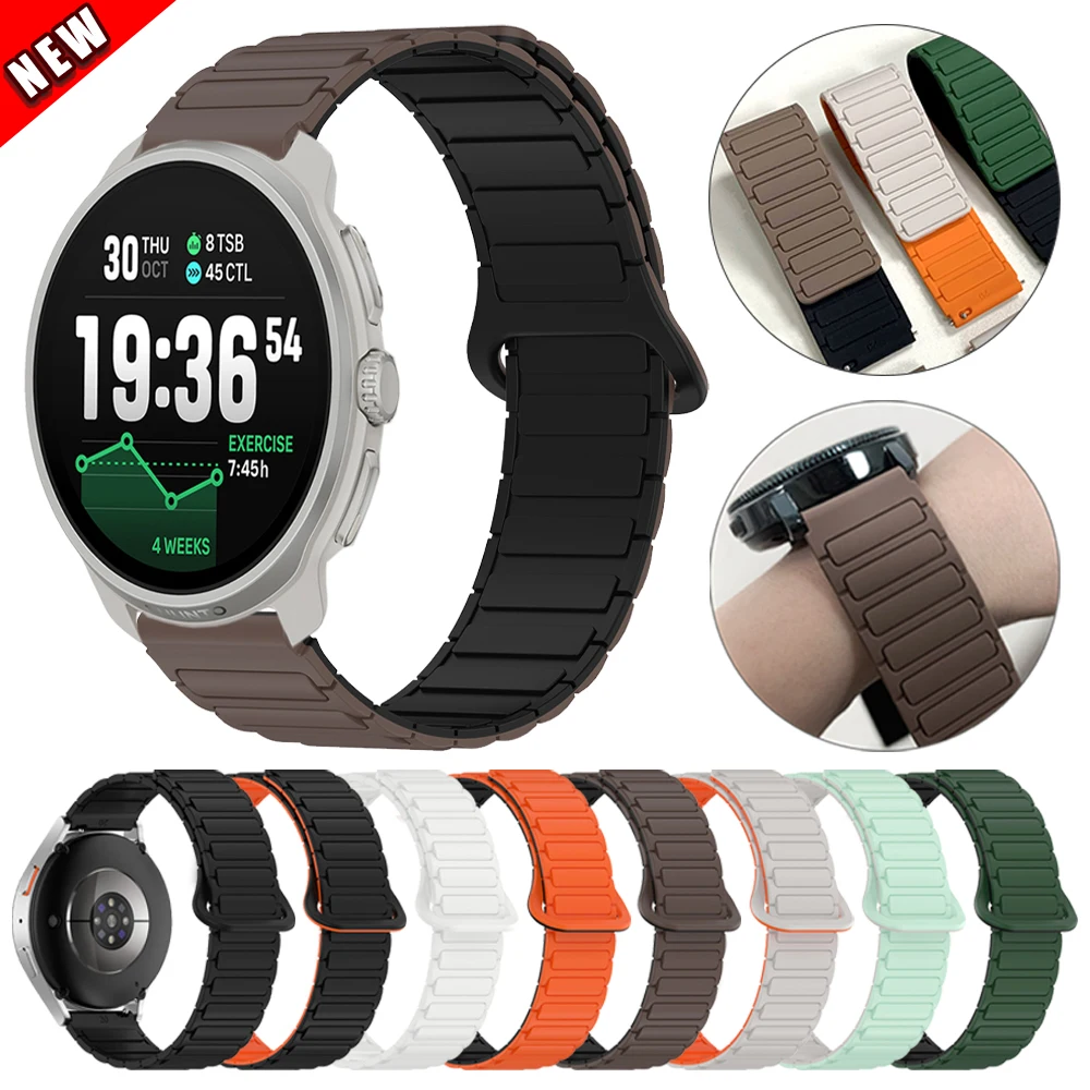 22mm Magnetic Silicone Loop Strap For SUUNTO9 Peak DLC/PRO 9/5 PEAK VERTICAL RUN OCEAN RACE S/2 Sport Replace Bracelet Watchband