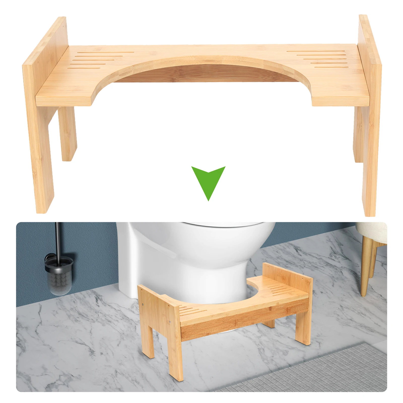 Bamboo Adjustable Toilet Stool 7-9 Inches Bamboo Potty Stool Poop Stool Potty Aid Piles