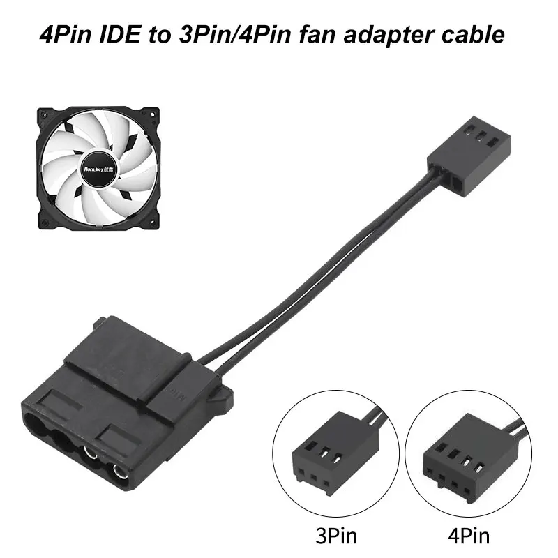 Angitu Motherboard CPU 4Pin/3Pin to 4Pin Molex Port Fan Power Adapter Cable 4Pin Molex to Fan Cable-15cm