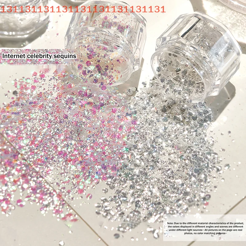 حورية البحر البريق مسمار الفن بريق رقيقة جدا رقائق الليزر المجسم الترتر 1 جرة غير النظامية فضفاض مسمار الغبار الملحقات #5