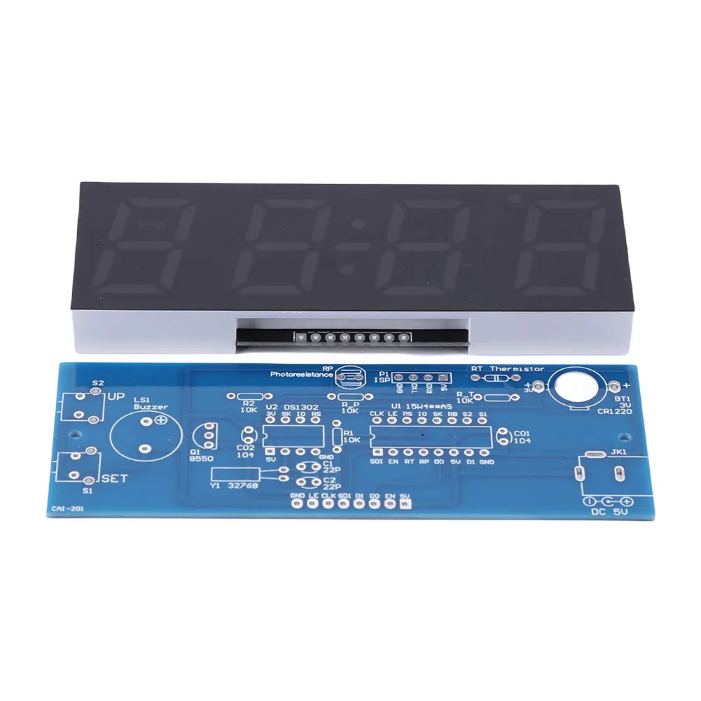 طقم إلكتروني على مدار الساعة الرقمية الملونة، عرض تاريخ درجة الحرارة في الأسبوع، طقم تجربة لصنع الساعة الإلكترونية لمشروع اللحام #1