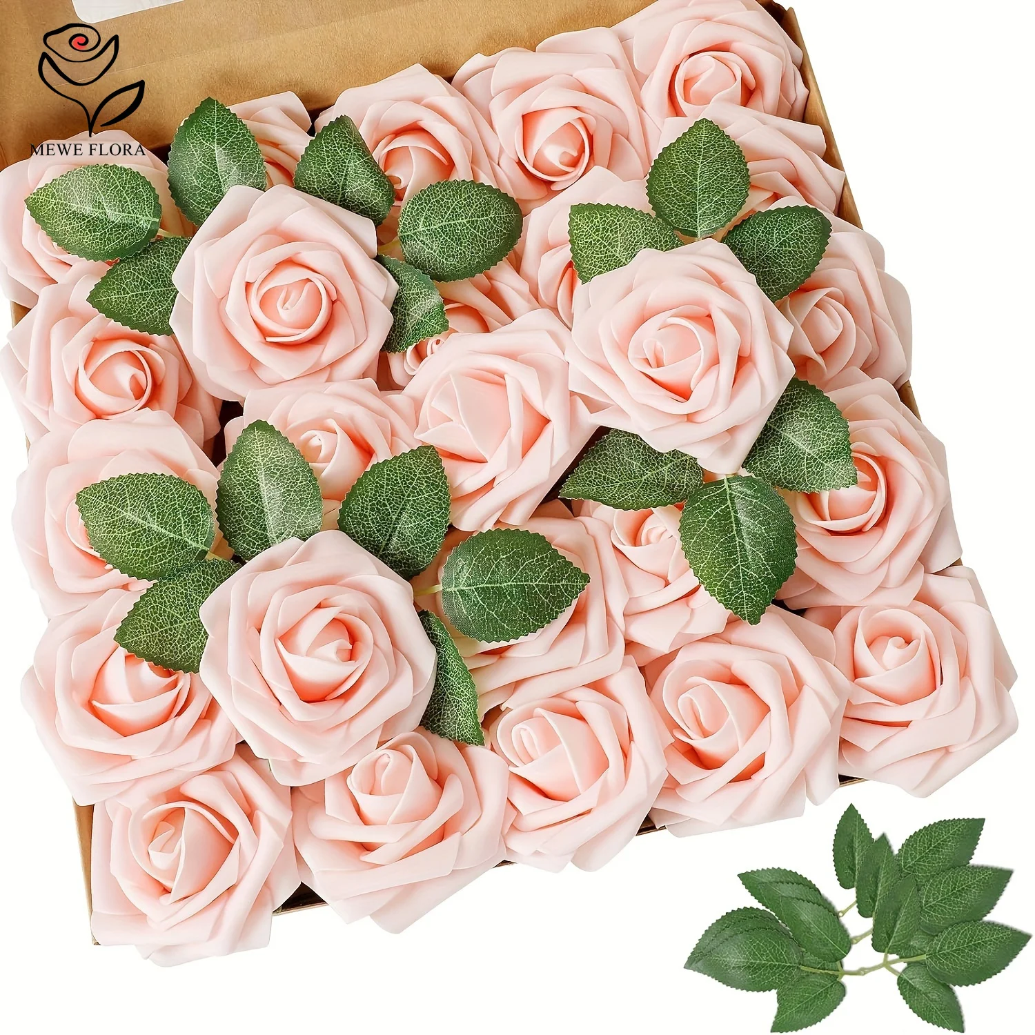 30pcs Pink Rose Artificial Flower Valentines Gift DIY Wedding Bridal Decoration Foam Fake Roses With Stem Home Vase Office Decor