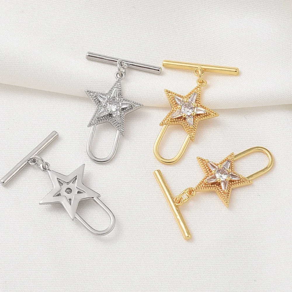 

18-каратное золото, инкрустированная цирконом, пятиконечная звезда OT, ожерелье-браслет с жемчугом своими руками, соединительная застежка из белого золота на конце