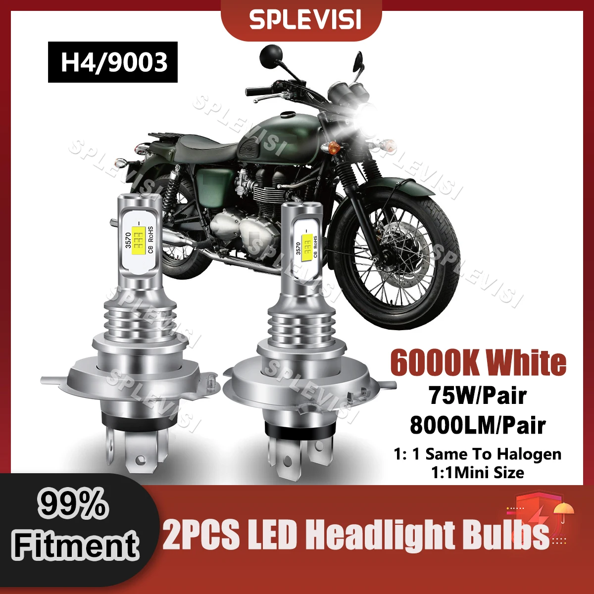 

All-In-One Moto LED Headlight Bulbs 8000LM 70W 9V-24V 12x CSP Chip For Triumph Adventurer 900 1996 1997 1998 1999 2000 2001 2002