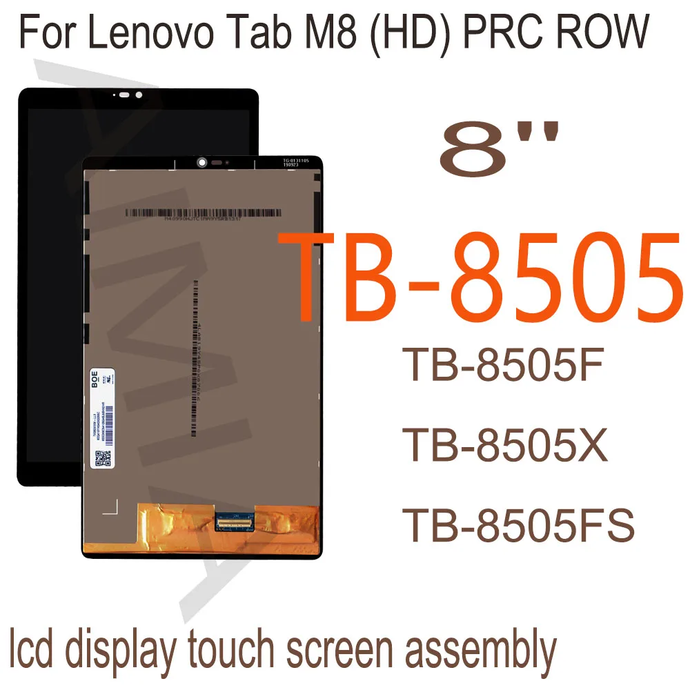 8 Inch LCD For Lenovo Tab M8 (HD) PRC ROW TB-8505F TB-8505X TB-8505FS TB-8505 LCD Display Touch Screen Digitizer Assembly