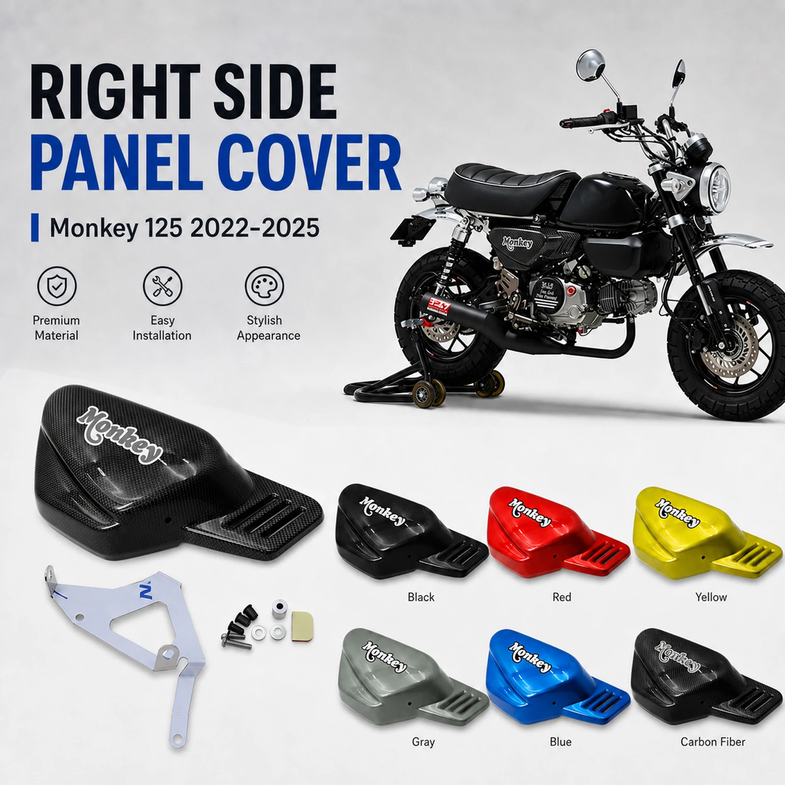 For Honda Monkey 125 2026 MONKEY125 2025 2024 2023 2022 Side Cover Radiator Guard Fairing Panel Frame Protector Motorcycle