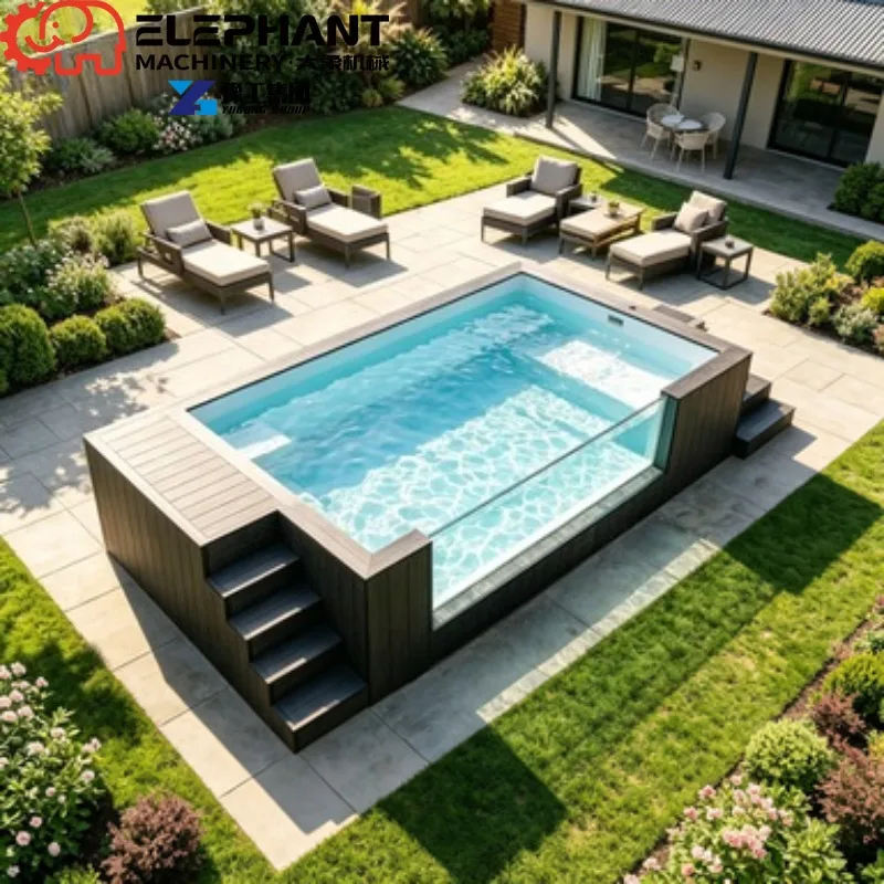 Large In Ground Waterfall Swimming Pool, Professional Prefabricated Fiberglass Hot Water Swim Spa Pool For Outdoor Use