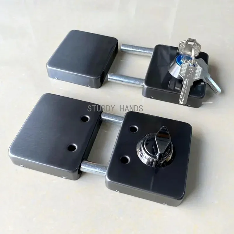 1 Set Double Open Sliding Door Lock Stainless Steel Glass Door Lock with Keys Lockset Office Glass Gate Security Hardware