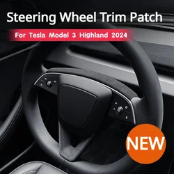 For Tesla Model 3 Y Juniper 2025 Alcantara Suede Steering Wheel Trim Patch Panel Decoration Strip Sticker Interior Accessories
