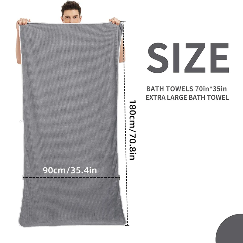 Oversize Microfiber Grey Bath Towel 35