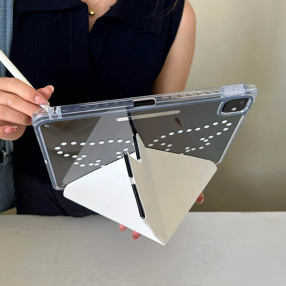 حافظة أجنحة الملاك منقط لجهاز iPad Air 11 حافظة iPad 10th 11th A16 9th غطاء iPad Pro11 4 5 10.9in 12.9 M2 M3 M4 حامل القلم الرصاص