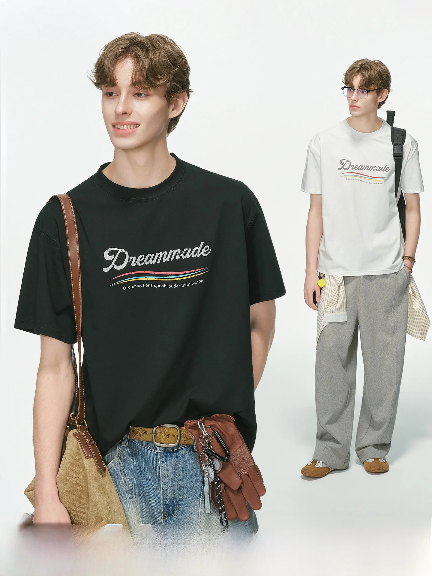 Cleanfit American Style round Neck Short Sleeve T-Shirt Men's Summer Thin Dream Made Couple's Top Polyester Fiber Commute Wind