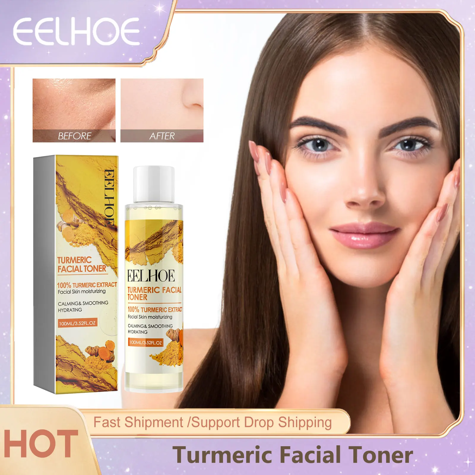 Turmeric Toner Whitening Dark Spots Corrector Shrink Pores Moisturizing Fine Lines Removal Acne Oil Control Hydrating Face Toner