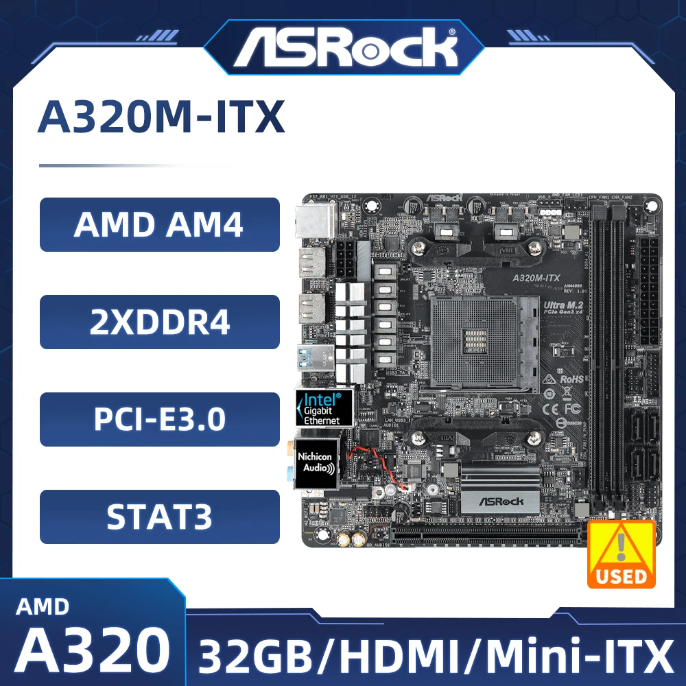 A320 A320M-ITX MINI ITX Motherboard ASRock A320M-ITX Socket AM4  support 5700 1500 5600 2700 3200G 3600 5500 M.2 DDR4 32GB