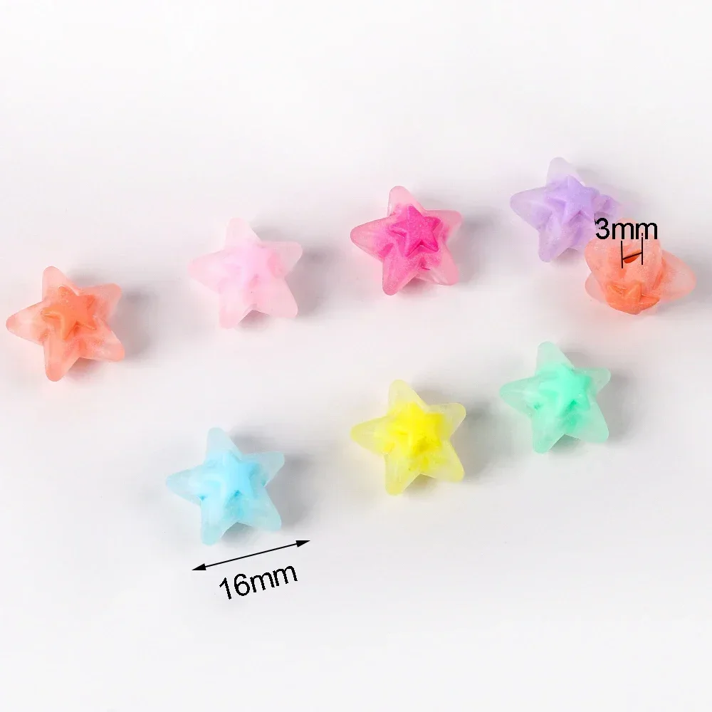 Cinco Pontas Estrela Acrílico Loose Spacer Beads para Fazer Jóias, Cor Matte, DIY Pulseira Acessórios, 16mm, 20Pcs