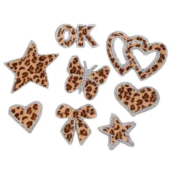 Leopard Print Heart Star Letter Sequin Applique  Embroidered Patch  Embroidery Patches for Clothing  Diy Patch Iron on Patch