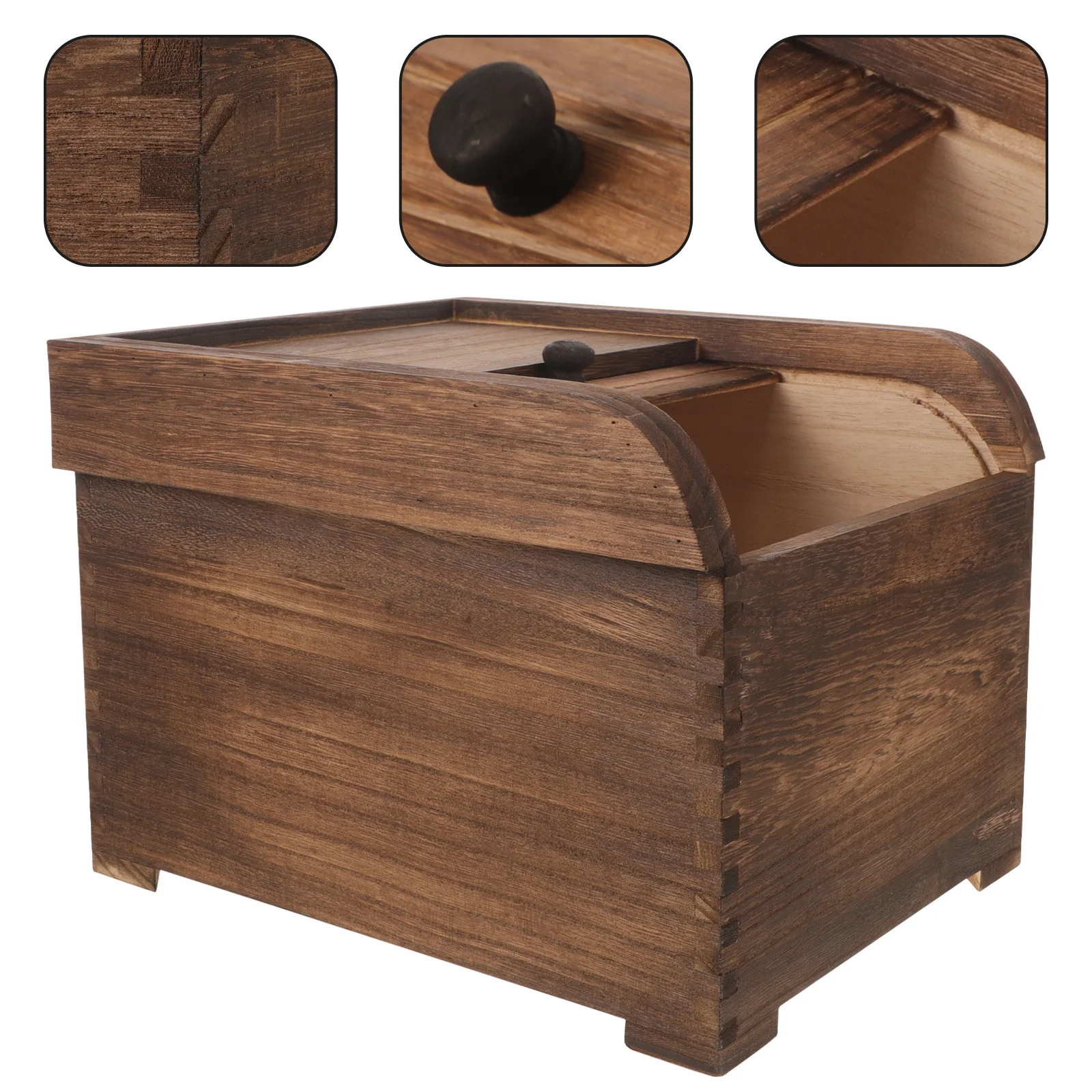 

Solid Wood Rice Storage Box Container Containers for Pantry Food Large Capacity Wooden Dispenser