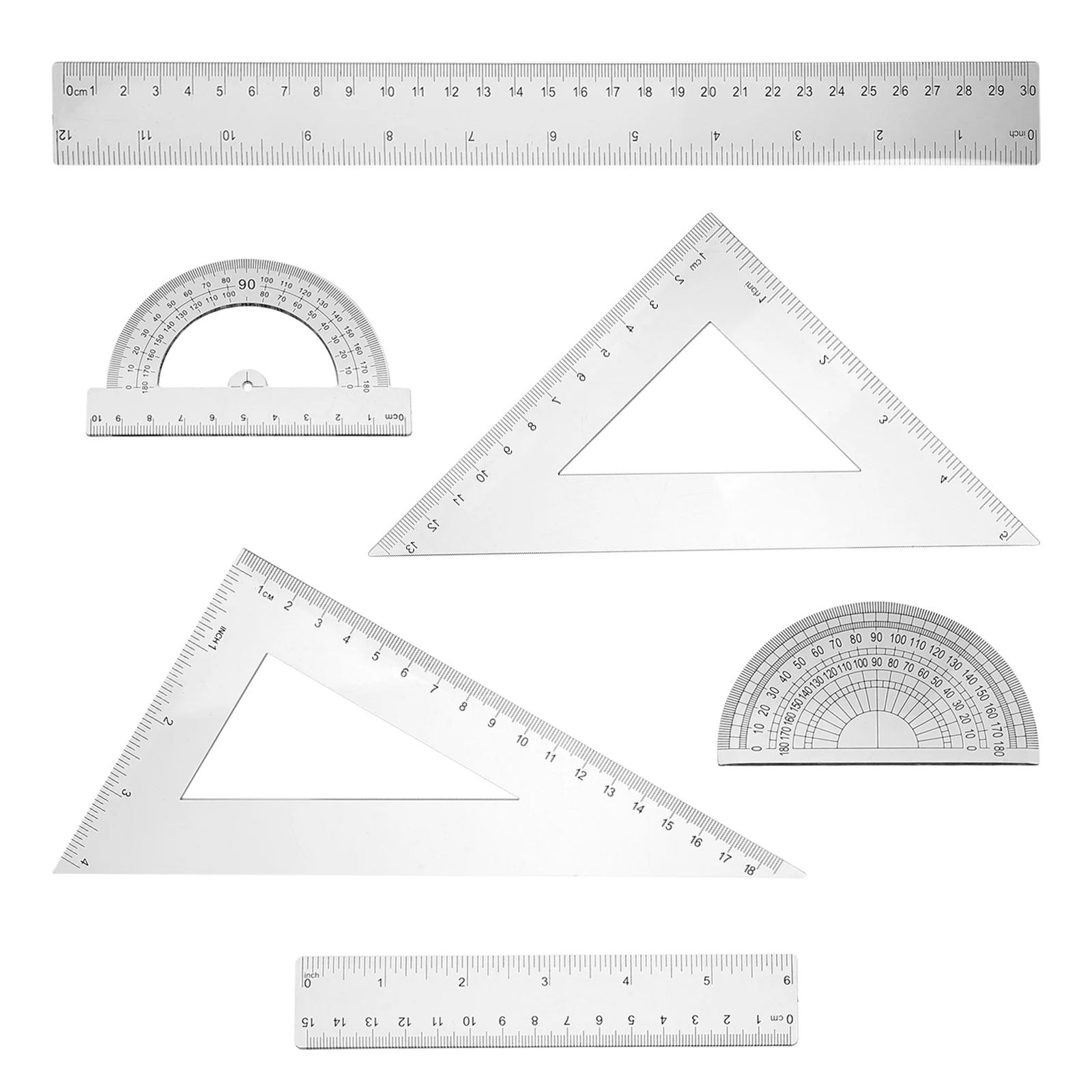 2 Sets Geometry Set Triangle Ruler Protractor Measuring Tool Math Tool For Students Engineers Architects