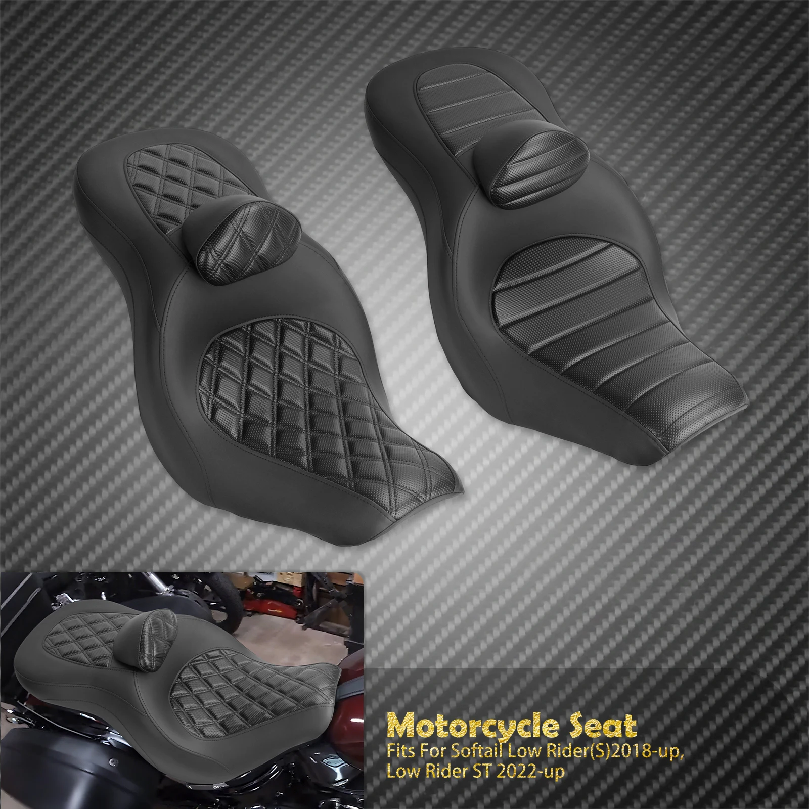 Motorcycle Two Up Seat With Backrest Driver Passenger Saddle Cushions Seat For Harley Softail Low Rider S Sport Glide 2018-2024