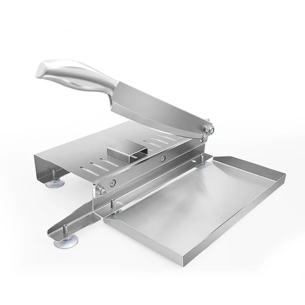 

Manual Meat Slicer Thickness Adjustable Stainless Steel Bone Cutting Machine with Storage Tray Rust-proof Mutton Rolls Cutter
