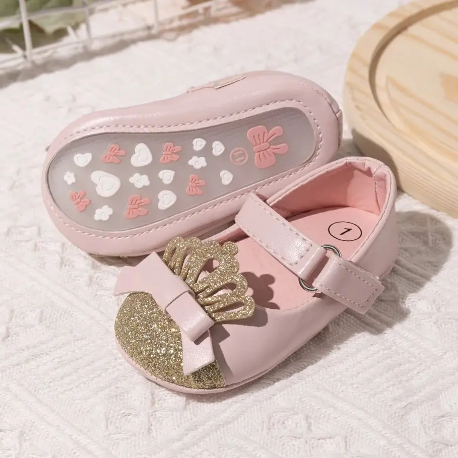 KIDSUN-zapatos de vestir informales para niña recién nacida, zapatos antideslizantes de cuero PU para fiesta, boda, Princesa, 0 a 18 meses,