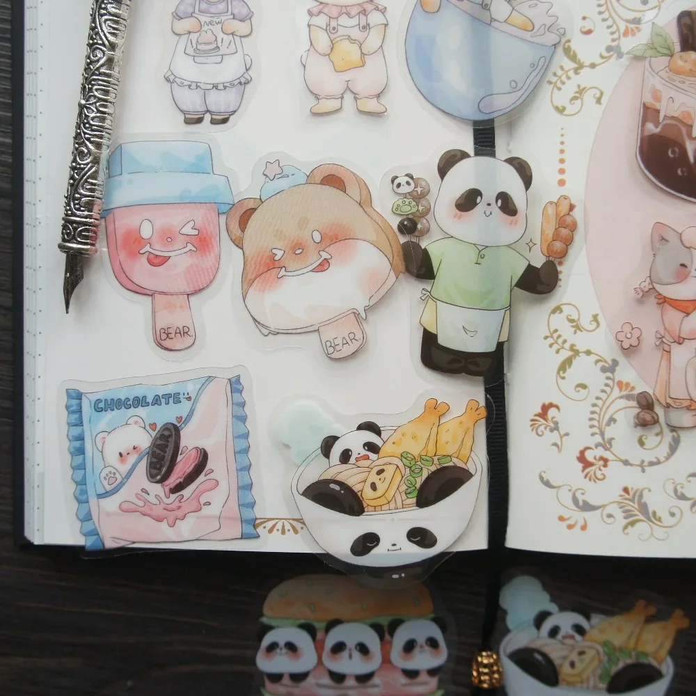 38pcs Panda Rabbit Bear Love Cooking Bake Style PVC Sticker Scrapbooking DIY Gift Packing Label Decoration Tag