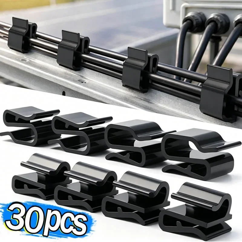 30/5PCS Plastic Cable Clips Solar Panel Wire Clamp PV Black Photovoltaic Management Organizers Insulation Fastener Holder Clips